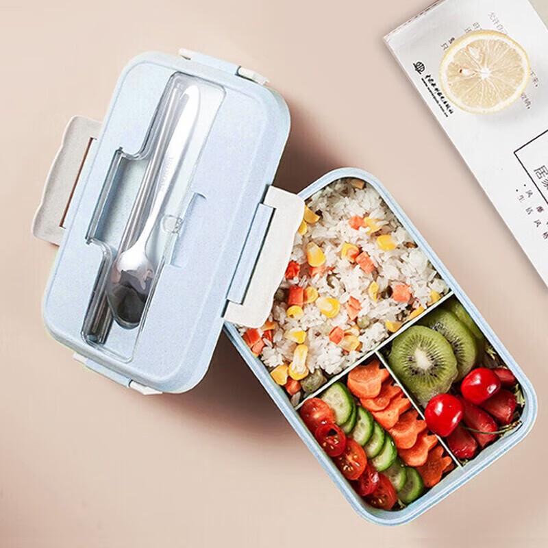 Mei Chu Wheat Straw 3-Compartment Lunch Box with Cutlery