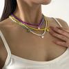 Bohemian Handmade Rice Bead Heart-shaped Necklace Collarbone Chain