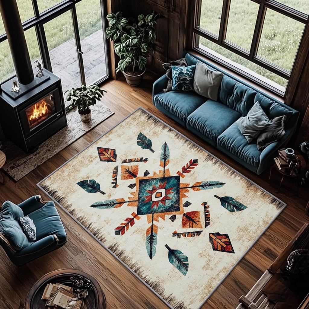 Bohemian Style Carpet with Geometric Totems Colorful Carpets Full Carpeting In Living Rooms and Bed Roomsretro Diamond Grid Rug