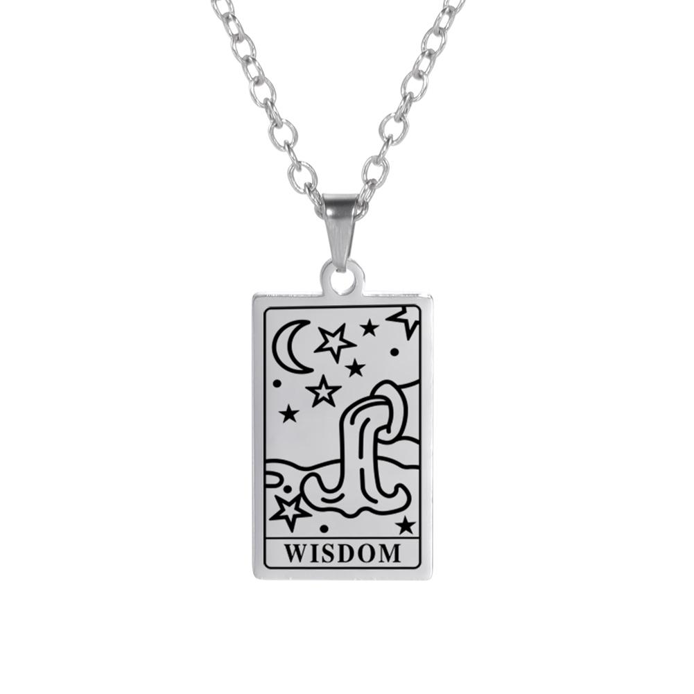 Cazador Tarot Cards Necklace The Star World Fortune SUN Moon Tarot Neck Chain Stainless Steel Vintage Punk Jewelry for Women Men