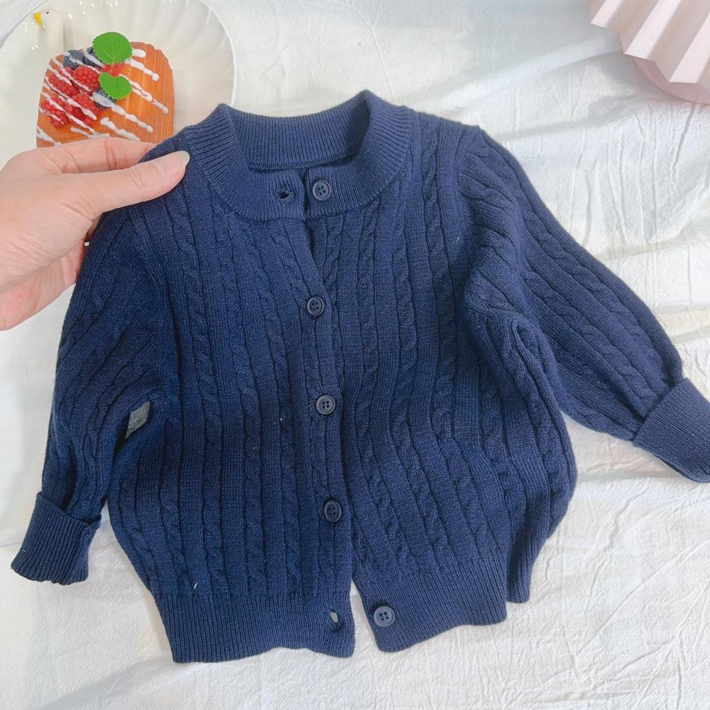 Autumn 2025 Stylish Cable Knit Sweater for Children: Solid Color Woolen Knitwear for Babies, Boys, and Girls