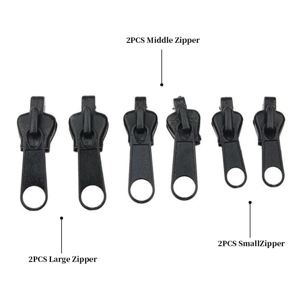 6pcs/set Instant Repair Kit Jackets Replacement For Sew Slider Teeth Zipper Fastener Fixer