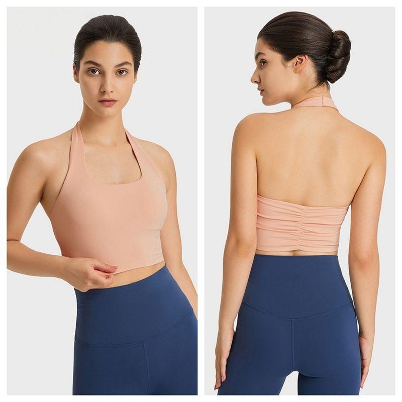 Hanging Neck Sling Sports Vest Women Slim fit With Chest Pad Outdoor Fitness Bra Running Top Yoga Underwear High Elastic
