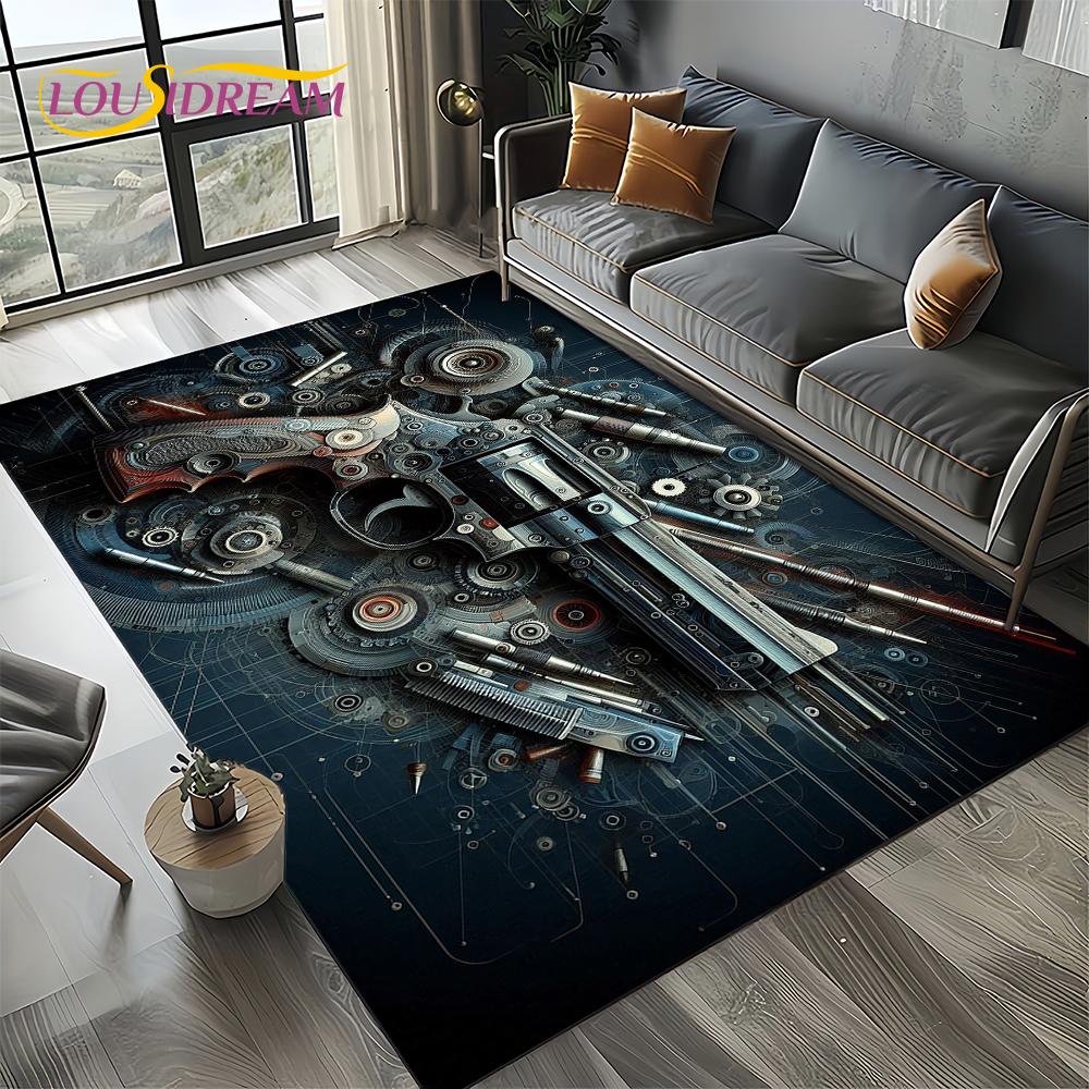2025 New Cool Guns Pistol Ammunition Bullet Cartridge AK M4 Rug Carpet for Living Room Bedroom Decor,Non-slip for Sofa Doormat