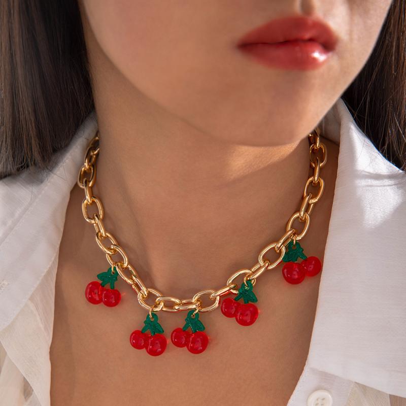 

Exaggerated Round Bead Heart Pendant Necklace For Women Handmade Adjustable Chain Choker Party Jewelry Gift Collar