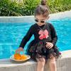 2025 Girls' Dopamine Bow Mesh Swimsuit - Holiday Fashion One-Piece Swimwear