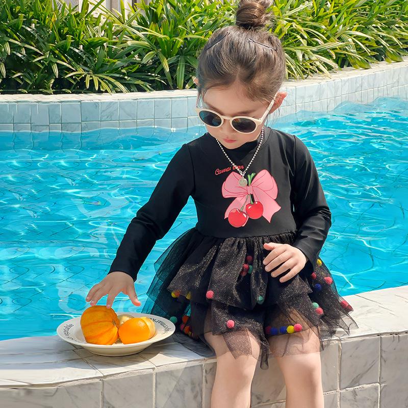 2025 Girls' Dopamine Bow Mesh Swimsuit - Holiday Fashion One-Piece Swimwear