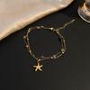 New Titanium Steel Foot Chain for Women, Bohemian Fashion Sea Star Shell Fish Tail Pendant Double layered Foot Ornament