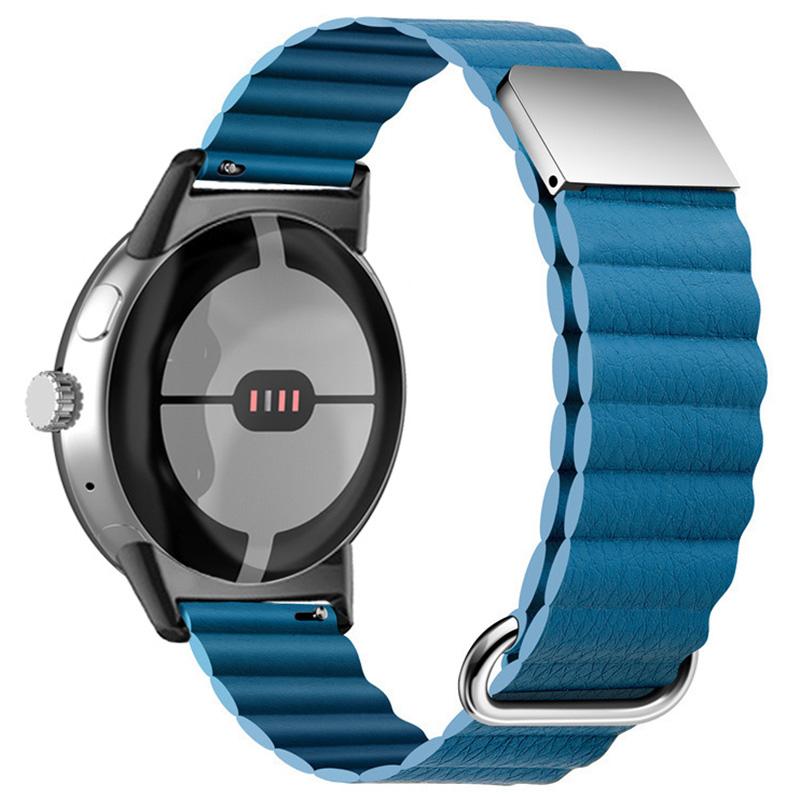 

Magnetic Buckle Watch Band for Google Pixel Watch 3 41mm/Watch 2/Pixel Watch Genuine Leather Watch Strap Quick Release Watchband Blue
