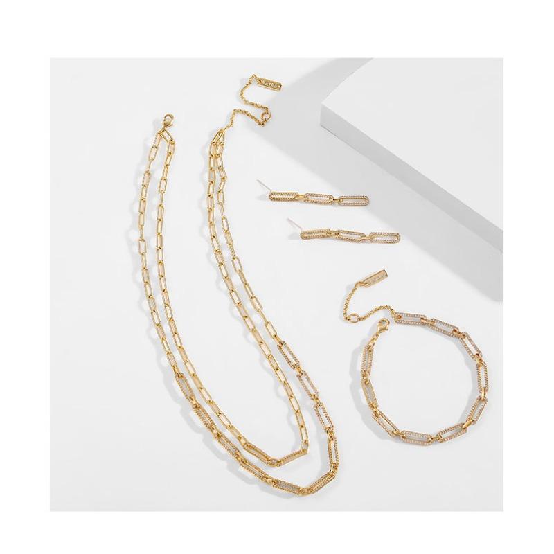Copper inlaid zirconium electroplating color-preserving chain bracelet women, exquisite fashion cold wind summer jewelry treatment