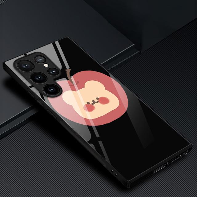 

Чехол для телефона Samsung Galaxy S22 Plus Ultra Cartoon Apple, стеклянные чехлы для Galaxy S20 Fe S21ultra S23plus S21fe, черный чехол из ТПУ For Samsung S20