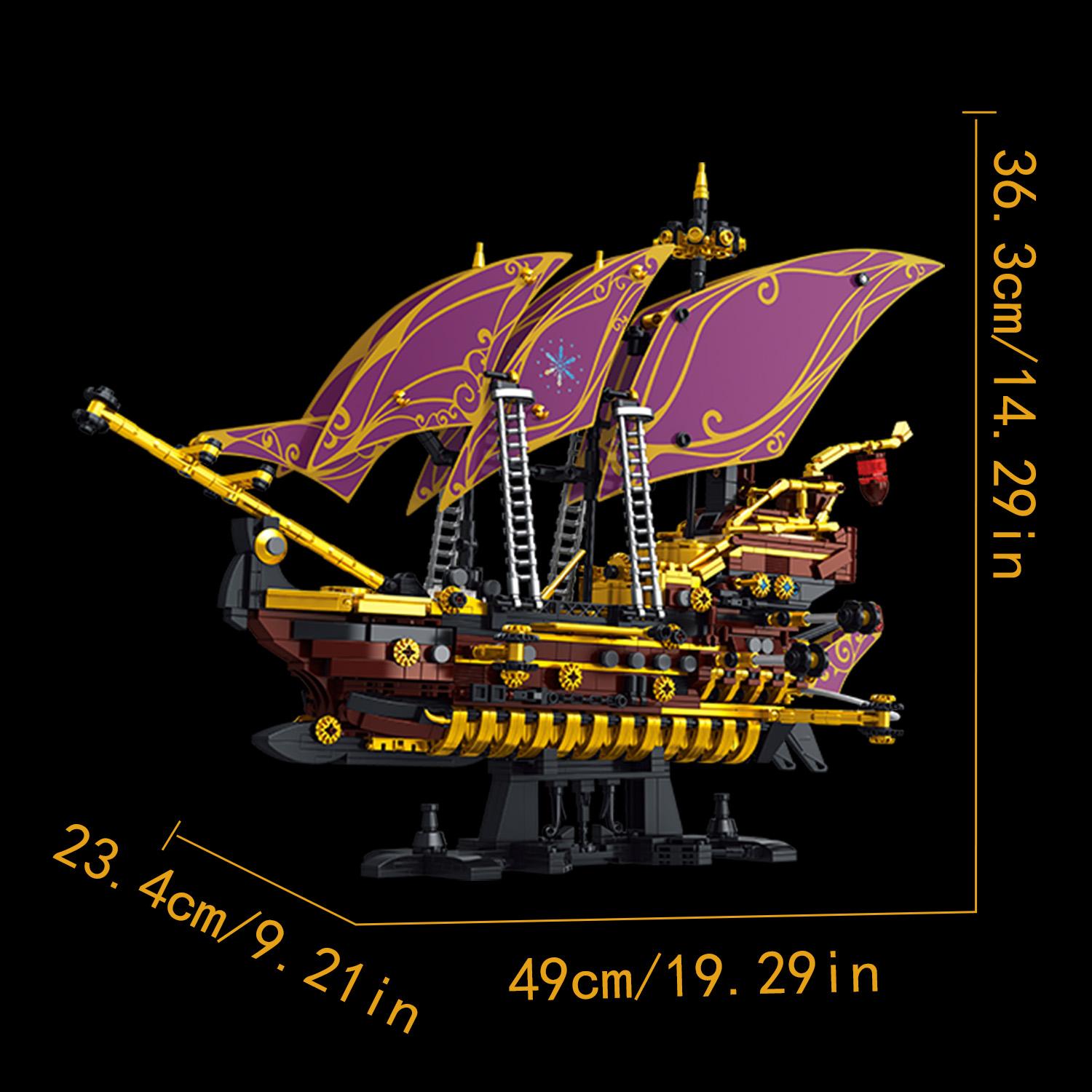 2077PCS Purple pirate ship Assembling Cubes Play kits Model Pirate Ship Assemble Puzzle Bricks Toy Sets Suitable For Kid Desktop Ornament Gifts