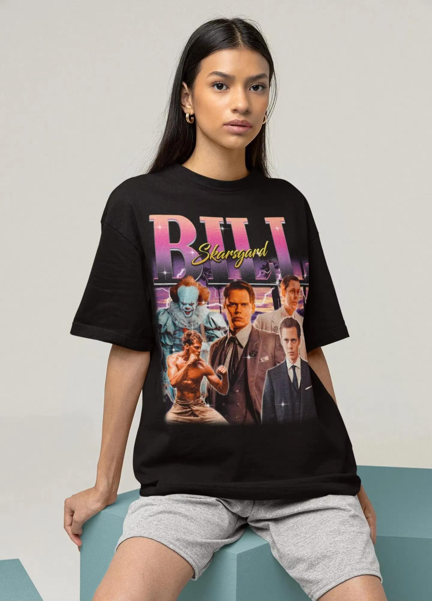 2026 summer Women Unisex Bill Skarsgard Shirt - Swedish Actor,Alexander Skarsgad,Vintage Movie Tee,Stellan Skarsgard S