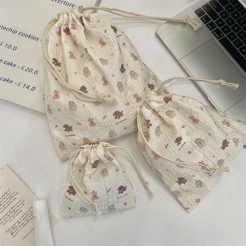 Cute Floral Women Makeup Bag Pouch Kawaii Portable Toiletries Cosmetics Storage Organizer Travel Cosmetic Bag Drawstring Case