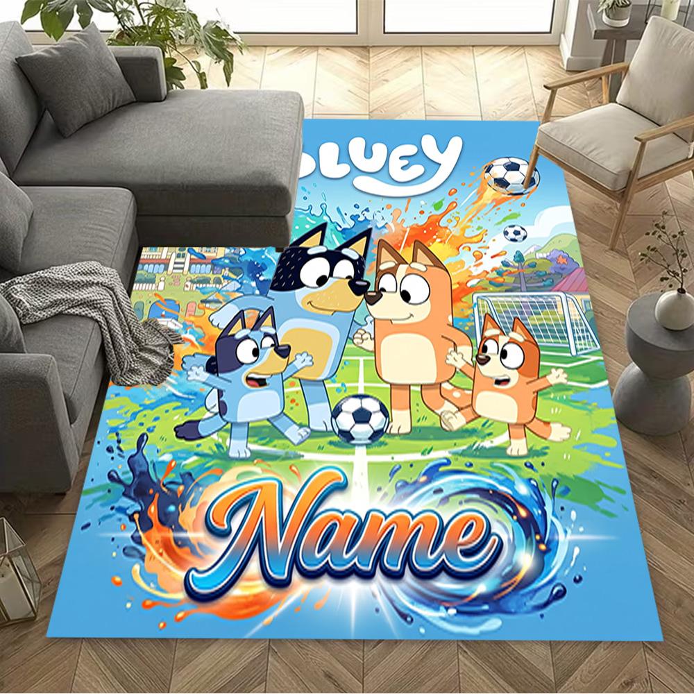 Blue Dogs Soccer Fun Customizable Name Area Rug Perfect for Kitchen Foyer Hallway Entryway Antislip Carpet Decorate Offices Spiritual Gift
