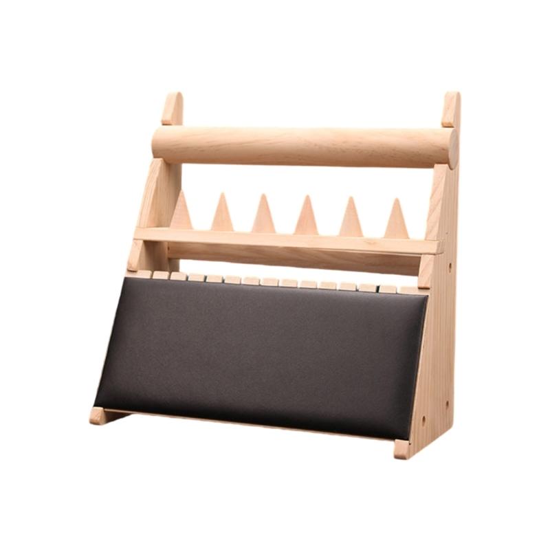 Elegant Wood Rings Holder Necklace Display Stand Fashionable Jewelry Display Rack Wood Texture for Jewelry Organization