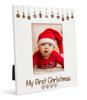 Darling Souvenir MADE WITH LOVE Personalized Wood Engraved Christmas Picture Frame, Table Top White Photo Frame (My First Christmas)