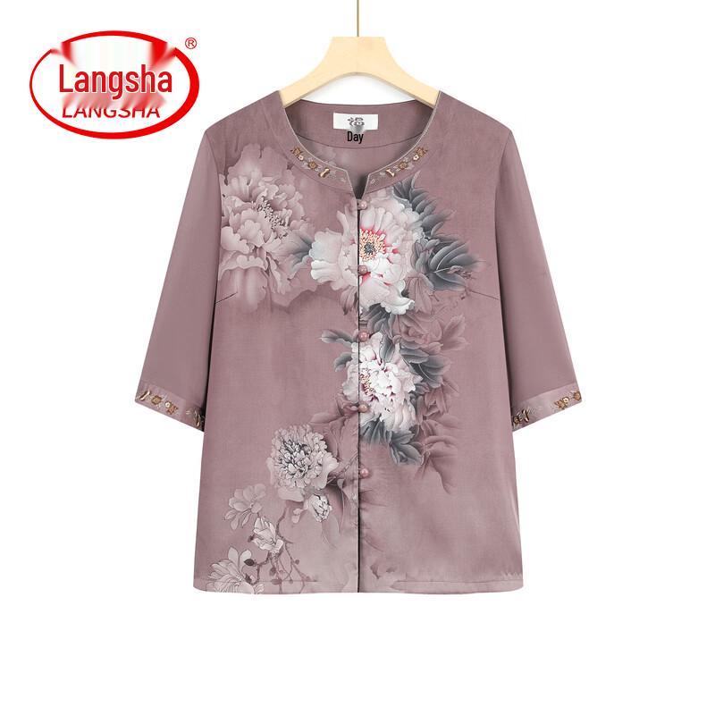 

LangSha Women s Chiffon Mid-Sleeve Blouse 4XL