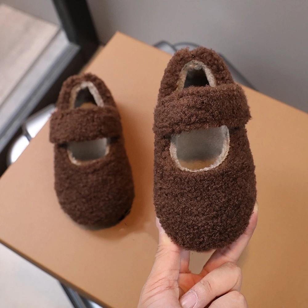Warm Children Flat Shoes Non-Slip Winter Shoes Fashion Fleece Fur Shoes  Kids