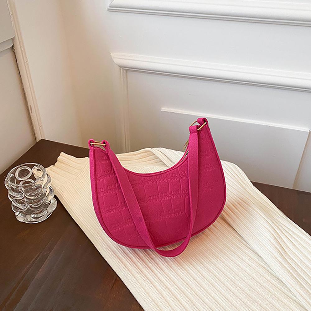 Fashi Felt Cloth Pattern Shoulder Bags For Women Small Handle Underarm Bag Clutch Luxury Solid Color Female Handbag With Purse