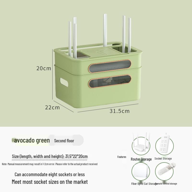 Golden Cat WiFi Router Storage Box and TV Set-Top Shelf with Wire Organizer