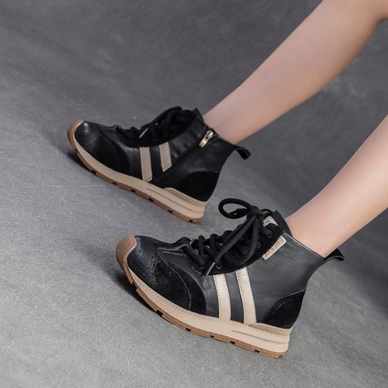 Fashion GKTINOO Genuine Leather Casual Sports Shoes Autumn Winter 2025 New Versatile Lightweight Comfortable And Lace Up Women's Shoes