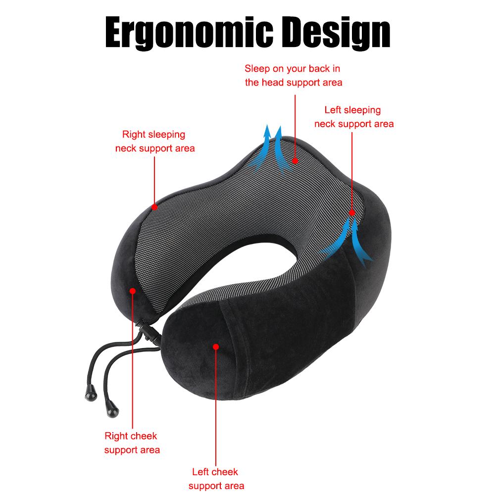 U Shaped Soft Travel Pillow Memory Foam Neck Cushion Neck Cervical Airplane Pillow Travel Healthcare