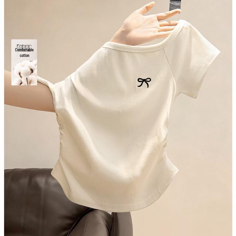 Sibaishe Women s Slim-Fit Pleated T-Shirt L