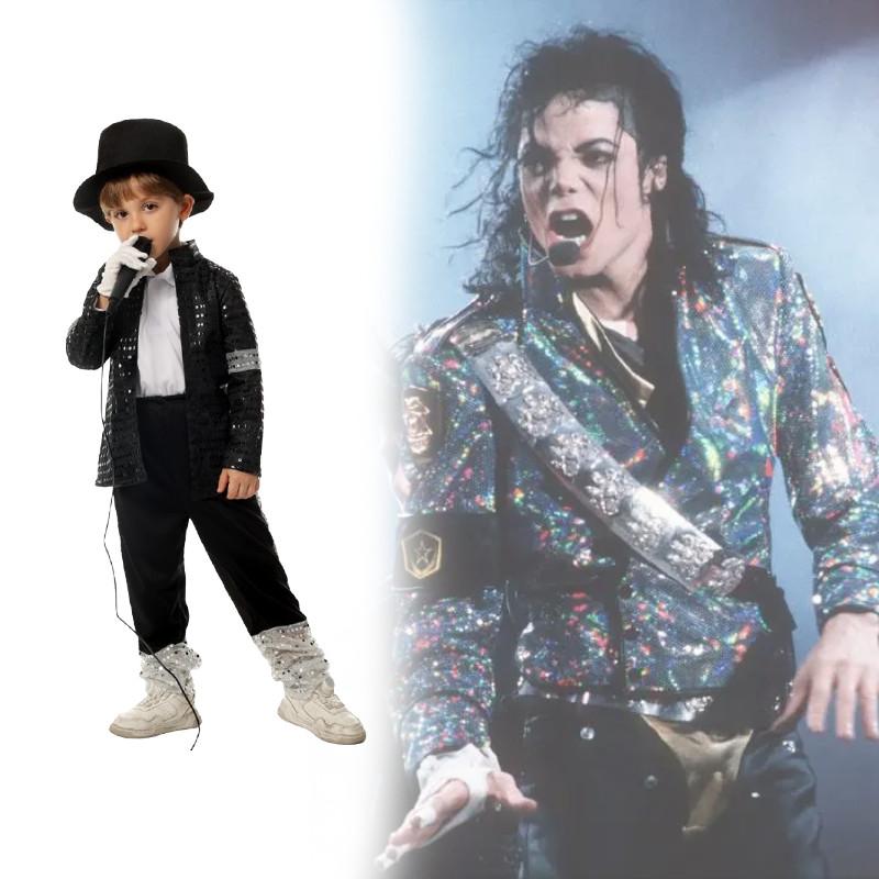 Michael Jackson Billie Jean Black Suit Dance Halloween Dress Up Costume Kids