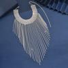 Exaggerated Heavy-Duty Diamond-Encrusted Long Tassel Necklace Fashionable Light-Luxury High-End Collarbone Chain