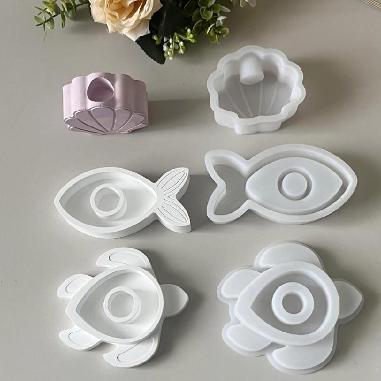 3Pcs Heat Resistant Candle Making Mould Shell Fish Turtles Silicone Designs Ideal for Handcraft Home Decoration Items
