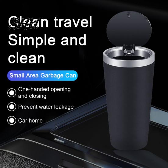 Durable And Waterproof Trash Can One-Handed Car Bin Convenient Compact Space-Saving Garbage One-handed Closing for Vehicle Interior Ideal Cup Holders