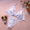 Sexy See Through Lace Women Lingerie Bra Panty Split Set