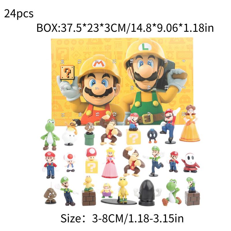 

Super Mario Red And Green Mushroom Character Blind Box Figurines Set Of 24 Unique Designs