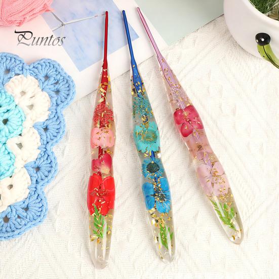 Comfortable Grip Crochet Hook Resin for Beginners, Crocheting Lovers, 2.0mm-8.0mm Ergonomic Durable with Long Floral Handle Blankets, Dolls,
