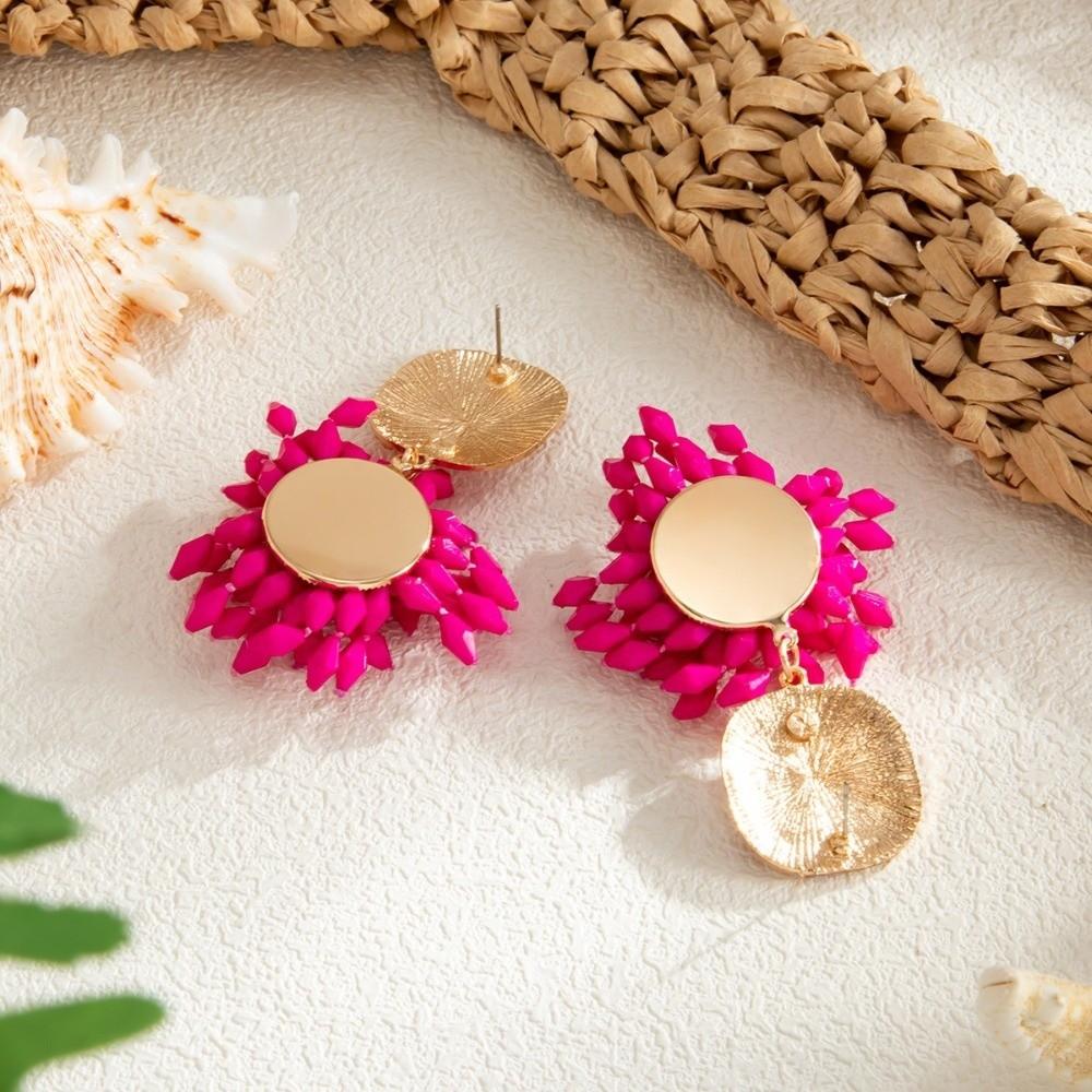 Resin Beaded Earrings Floral Floral Earrings Bohemian Drop Earrings Vacation