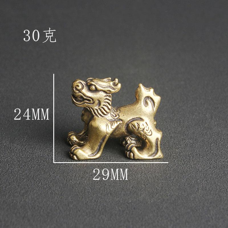 Retro Brass Mythical Beast Miniatures Figurines Tea Pet Retro Copper Animal Kirin Small Statue Desktop Home Decoration Ornament