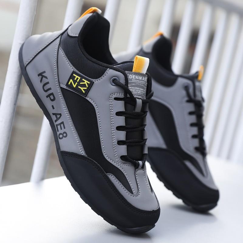 Spring and Autumn Sneakers Men's Fashion Lightweight Casual Shoes Comfortable Versatile Travel Shoes Net Surface Leather Surface Men's Shoes