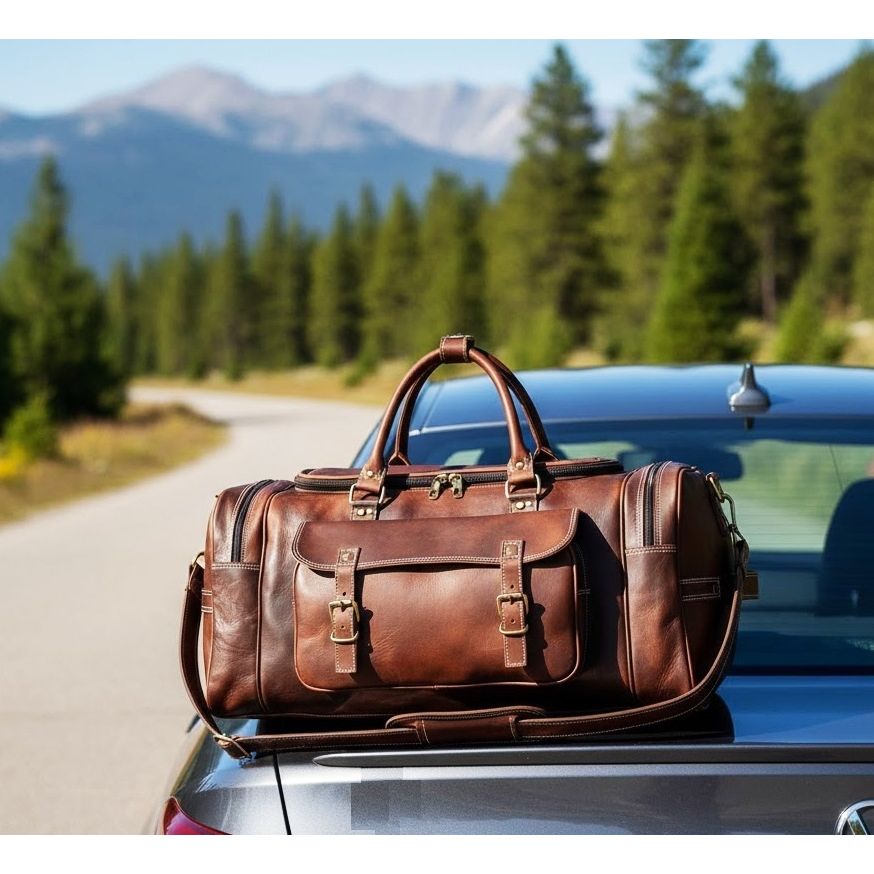 Herrentasche, Leder, Reisetasche, Gepäck, Fitnessstudio, Vintage, echt, Wochenende, Übernachtung, neu