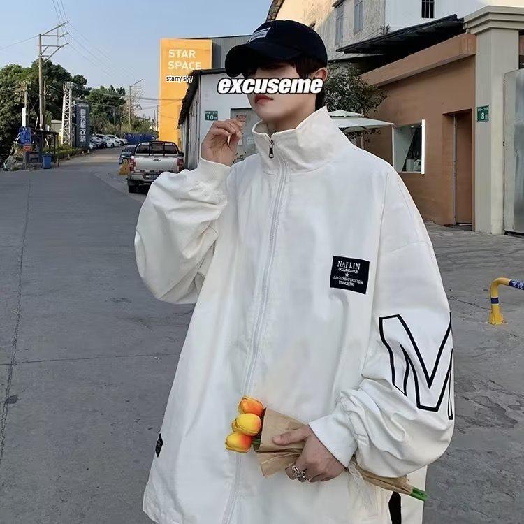 

Модная Молодежная Мужская Художественная Куртка с Длинным Рукавом Весна/Осень XL белый