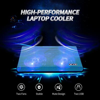 Leistungsstarke Laptop-Kühlung Laptop-Kühlpad Doppellüfter-Kühler mit zwei USB-Anschlüssen Unterstützung für Laptops unter 17 Zoll