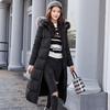 Women Winter Hooded Fur Collar Jacket Coat Parka Thicken Warm Long Chaqueta Slim Zipper Pocket Solid Color