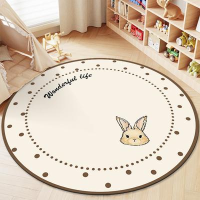 1Pc Living Room Carpet Cartoon Rabbits Printed Large Area Round Children Bedroom Rug Home Decoration Cute Cloakroom Mat