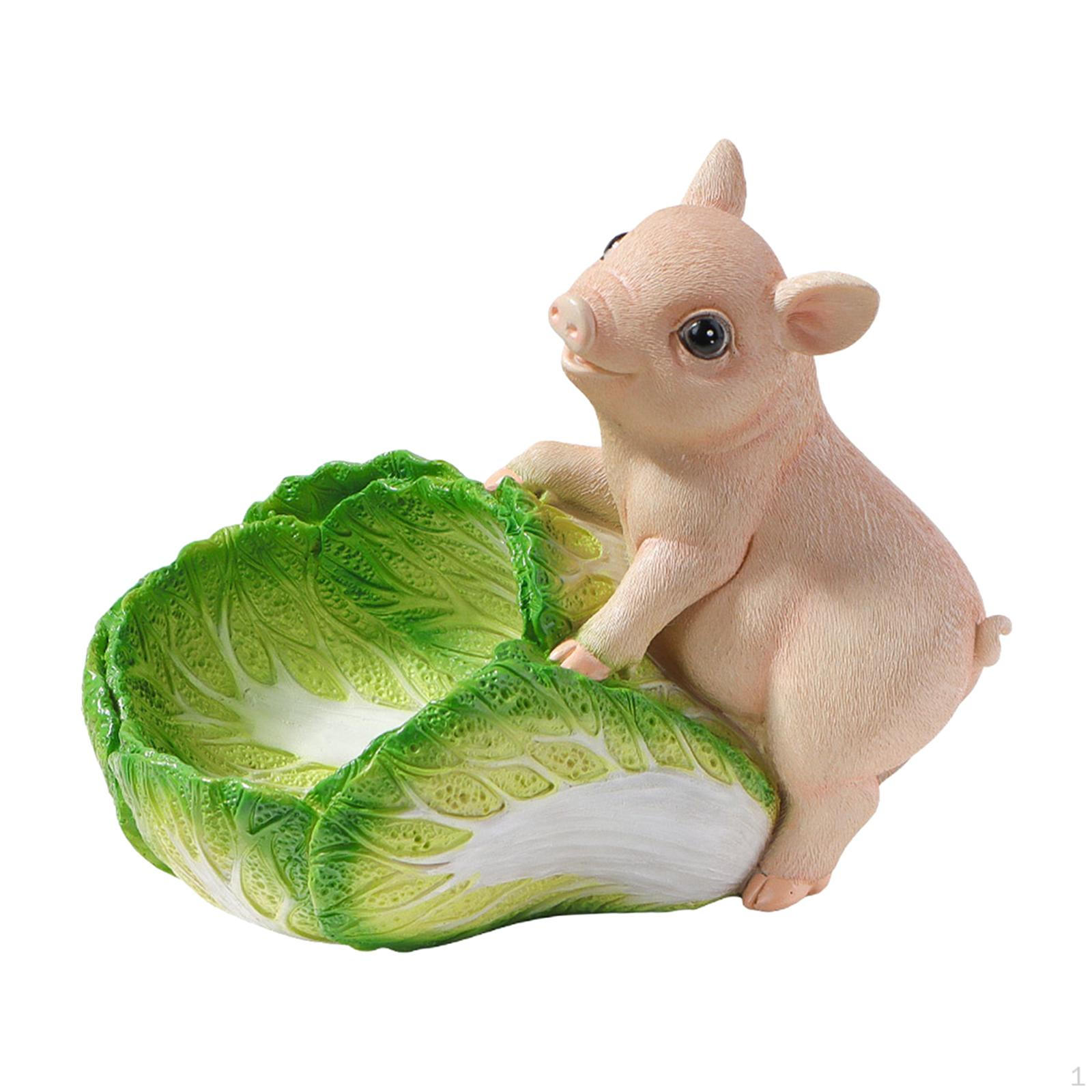 

Creative Piggy Statue Storage Bowl Resin Figurine Sundries Container for Desktop Decoration