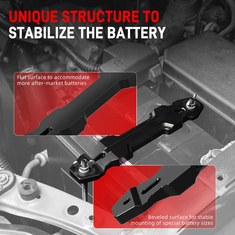 BEVINSEE Aluminium Battery Tie Down Bracket for Toyota 4Runner 4.0L V6 Gas 2003-2024,for Toyota FJ Cruiser 4.0L V6 Gas 2007-2014