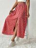 Women's Vintage High Waist Printed Long Skirt with Side Slit - Spring/Summer