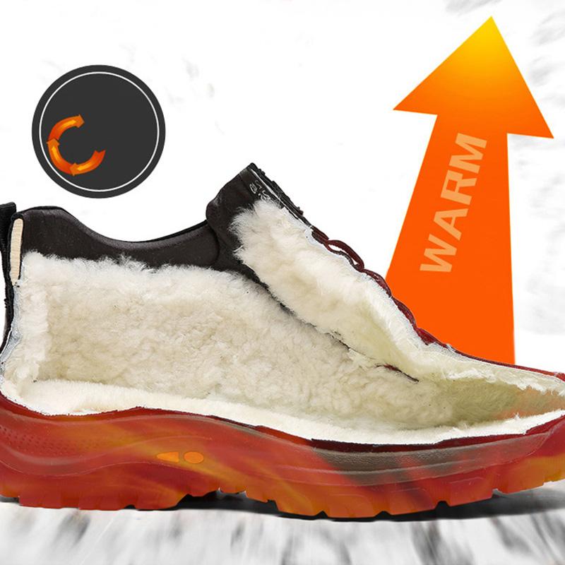 Zimní boty Pánské boty z pravé kůže Silná podrážka Teplé plyšové sněhule Módní značka Bavlna Pánské Kotníkové Boty Černé A2706