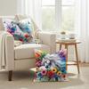 Watercolor Horse Floral Cushion Cover Natural Linen Organic Fabric DoubleSided Printing Couch Pillow Covers Home Decor