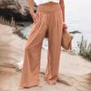Cross2026 Women's Comfortable Cotton Linen Mid-Waist Long Pants - Casual Spring European American Style