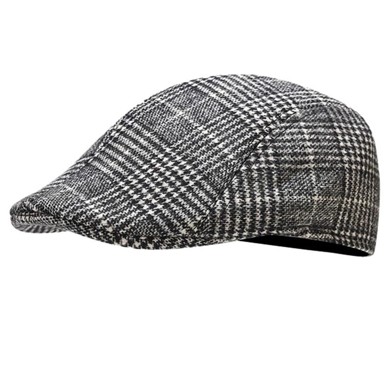

British Style Autumn Winter Warm Gentleman Baseball Hat Berets Newsboy Painters Hat Plaid Wool Hat Unisex Cabbie Visor Flat Cap